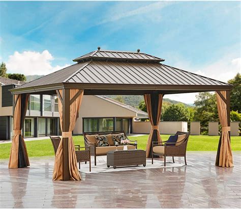 outdoor metal gazebo screen houses|12 x 16 aluminum gazebo.